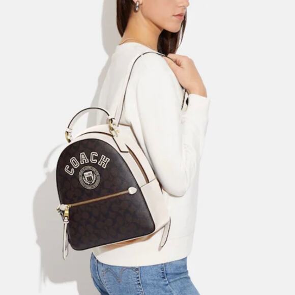 New Coach Jordyn Backpack Signature Canvas with Varsity Motiff - Picture 7 of 8